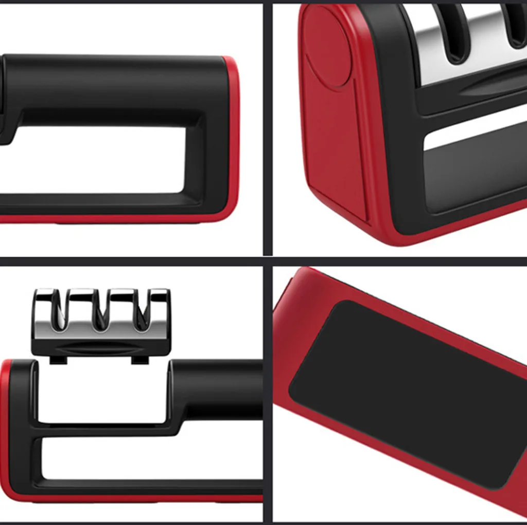 Гладкий современный трехступенчатый точильный камень из нержавеющей стали с