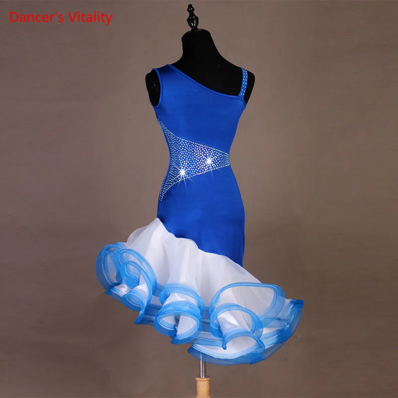 Новый кастомизированный латиноамериканский танцевальный костюм Сексуальное платье с бриллиантами, конкурсное платье для женщин Платья на 2021 год.