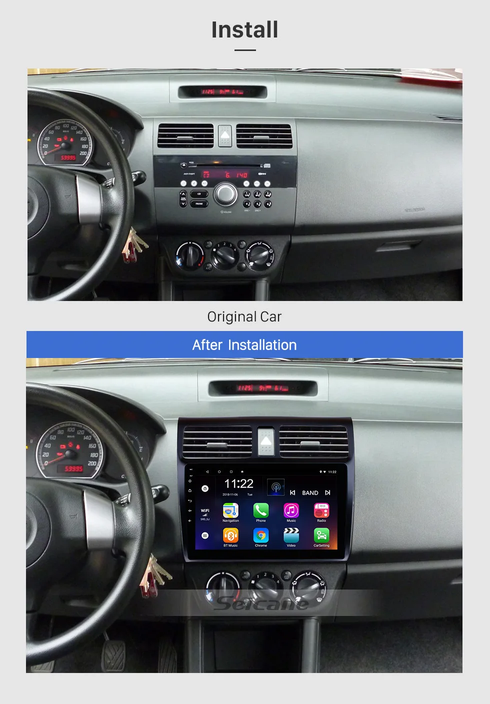 Seicane 10," Android 9,0 автомобильный gps-навигация, радио, стерео плеер для 2005-2010 Suzuki Swift поддержка цифрового ТВ TPMS DVR