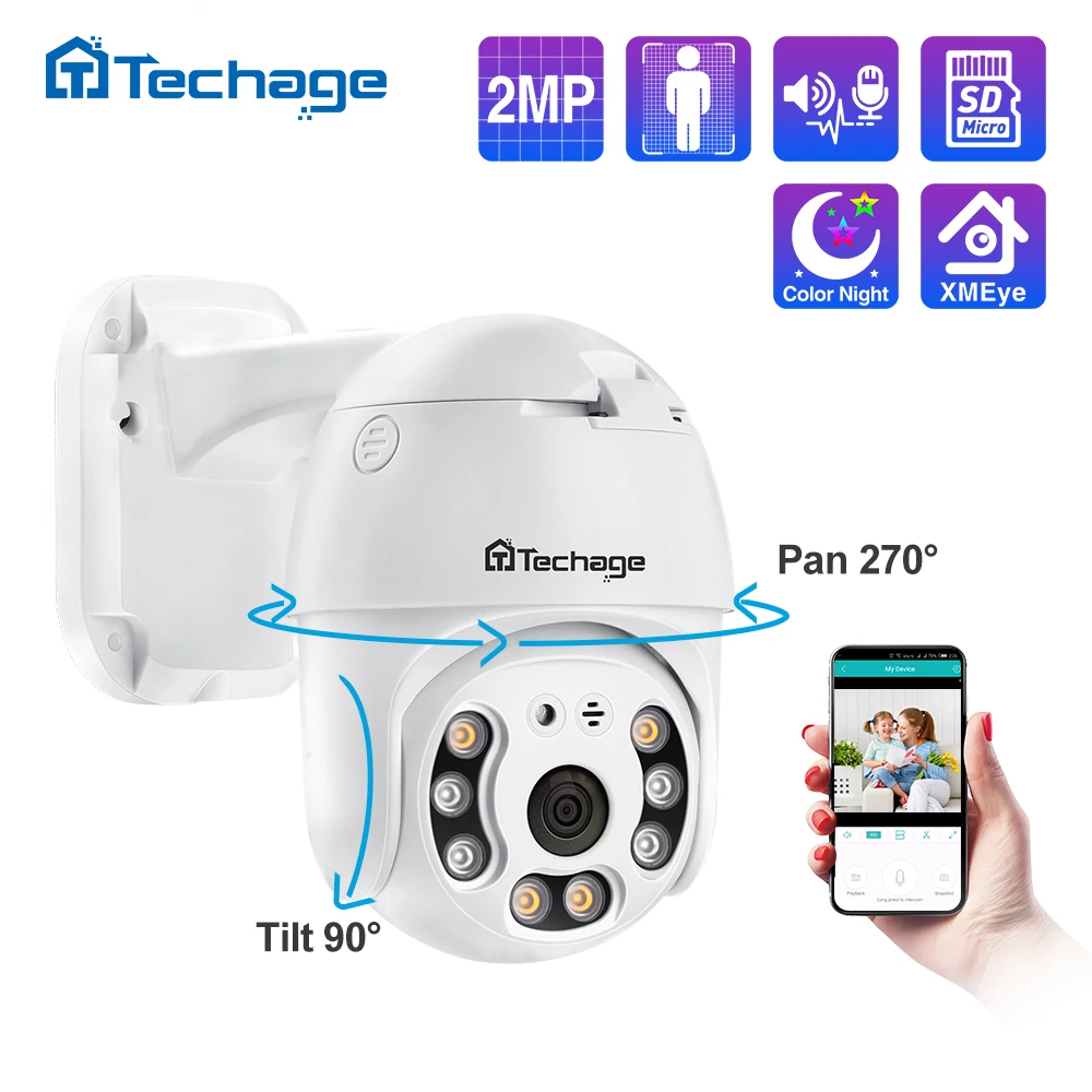 Techage 2MP ip камера безопасности POE 1080P PTZ купольная AI видео двухсторонняя аудио