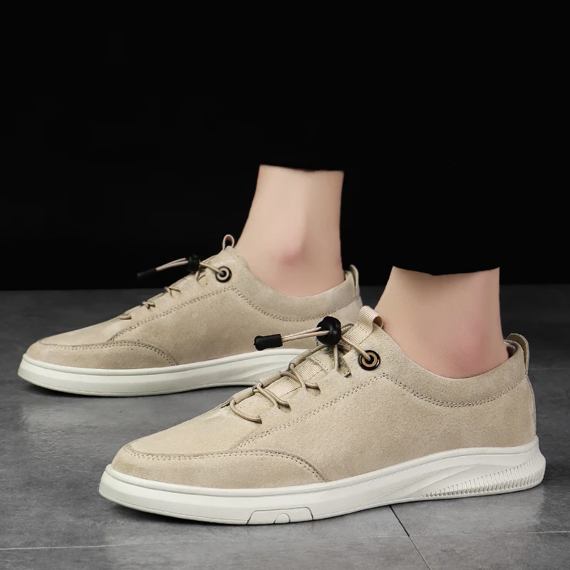 Мужская обувь замшевые кожаные кроссовки брендовая однотонная модная на плоской