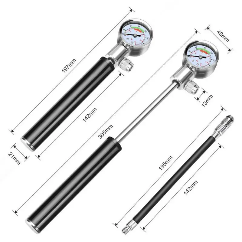 

Mini Bike Pump with Gauge High Pressure Meter Bicycle Air Supply Inflator