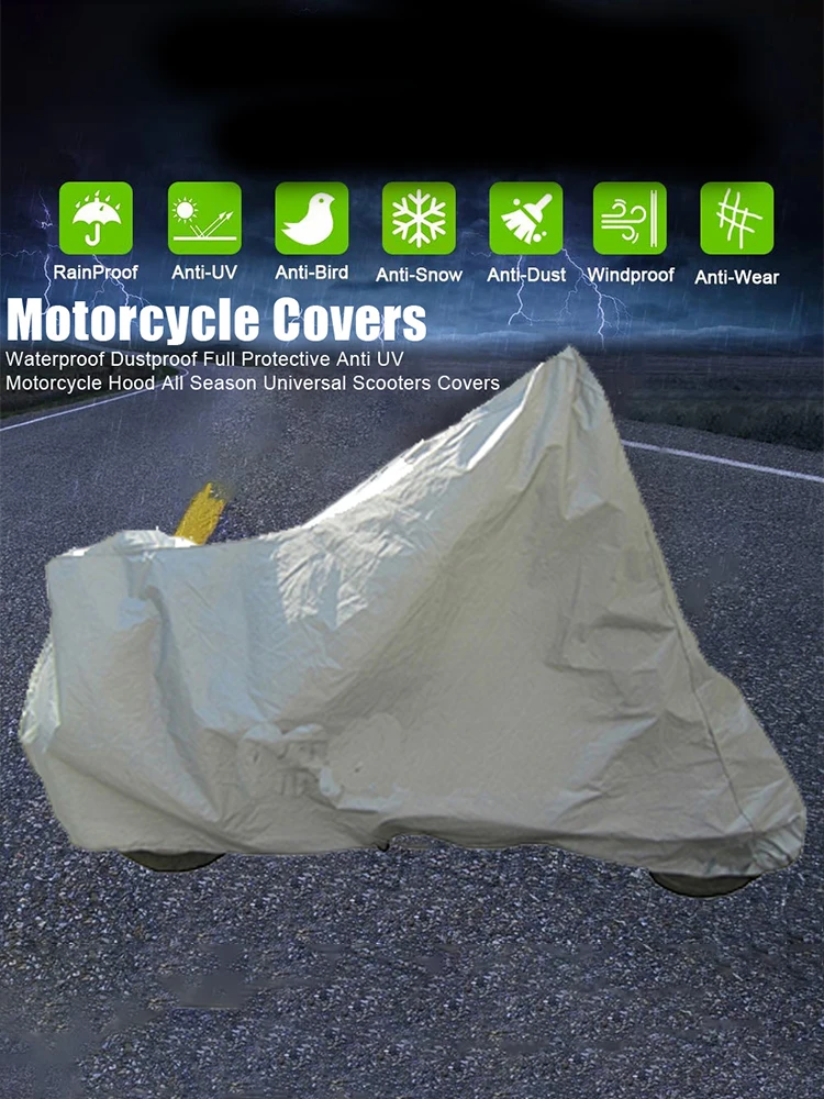 

Motorcycle Covers Waterproof Dustproof Full Protective Anti UV Motorcycle Hood All Season Universal Scooters Covers