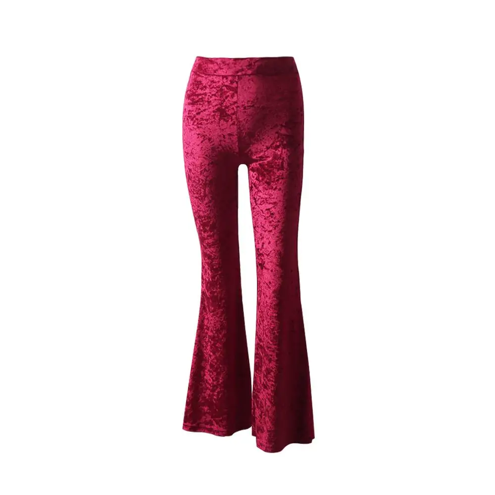 

Yesexy Women Long Flare Wide Leg Trousers Vintage Velvet Pants Sexy Elegant High Waist Long Pants Casual Streetwear MQ357