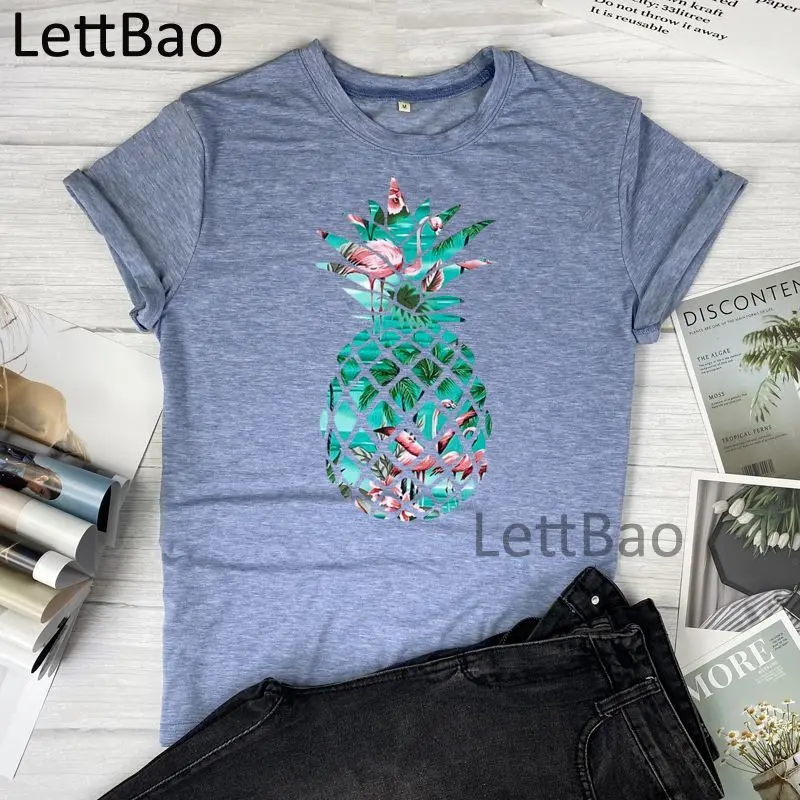 

Pineapple Flamingo Women T-shirts Harajuku Ulzzang T-shirts Streetwear Casual Tops Tee Vintage Women Cotton O Neck T Shirts