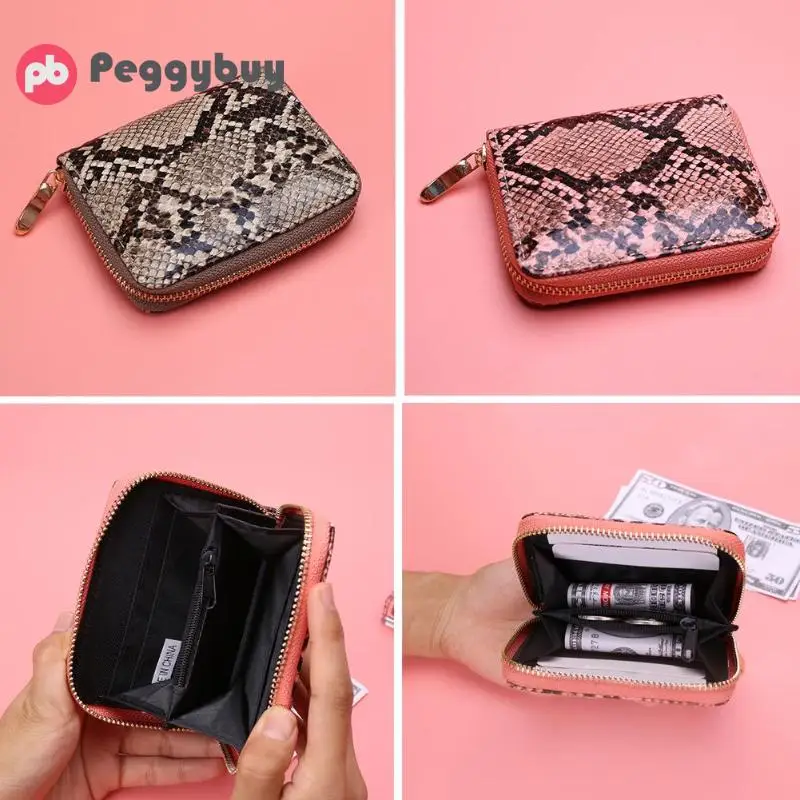 Модный клатч из искусственной кожи женский короткий кошелек со змеиной