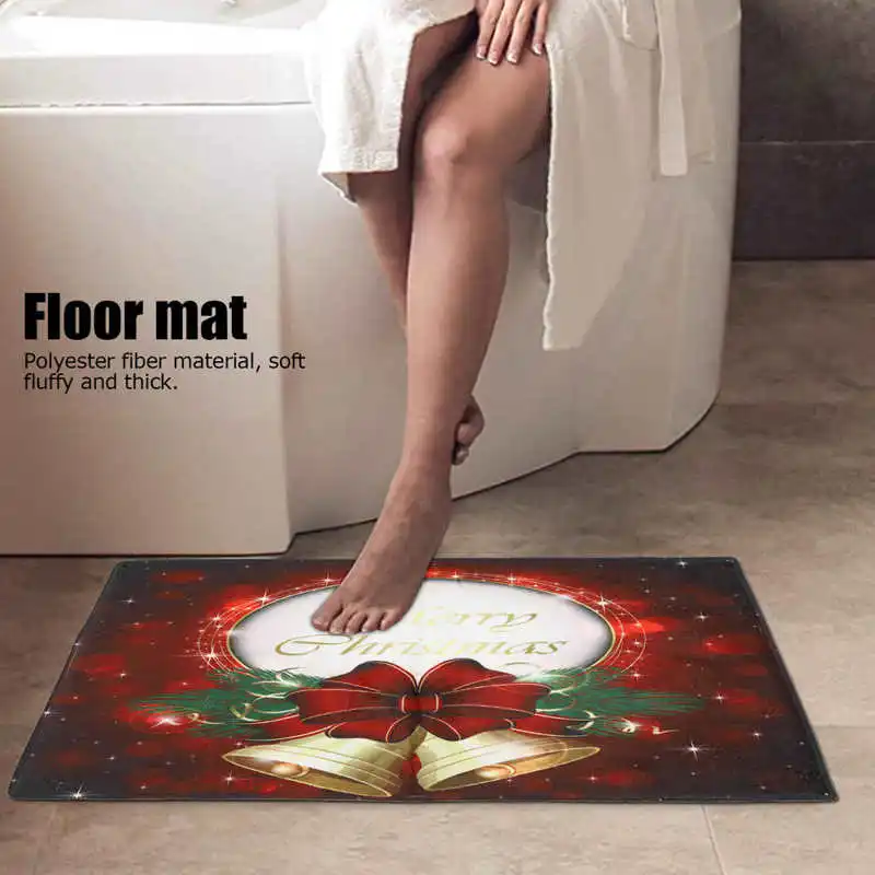 

Ковры 90x60 см, коврики с рождественским рисунком колокольчиков, Нескользящие напольные коврики для кухни, ванной, украшение для гостиной
