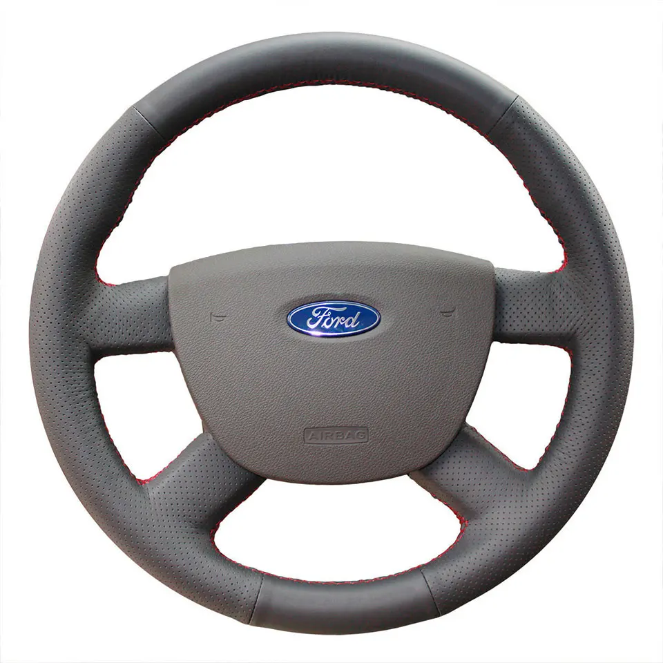 PONSNY Чехлы рулевого колеса автомобиля из искусственной кожи чехол для Ford Focus 4 спиц