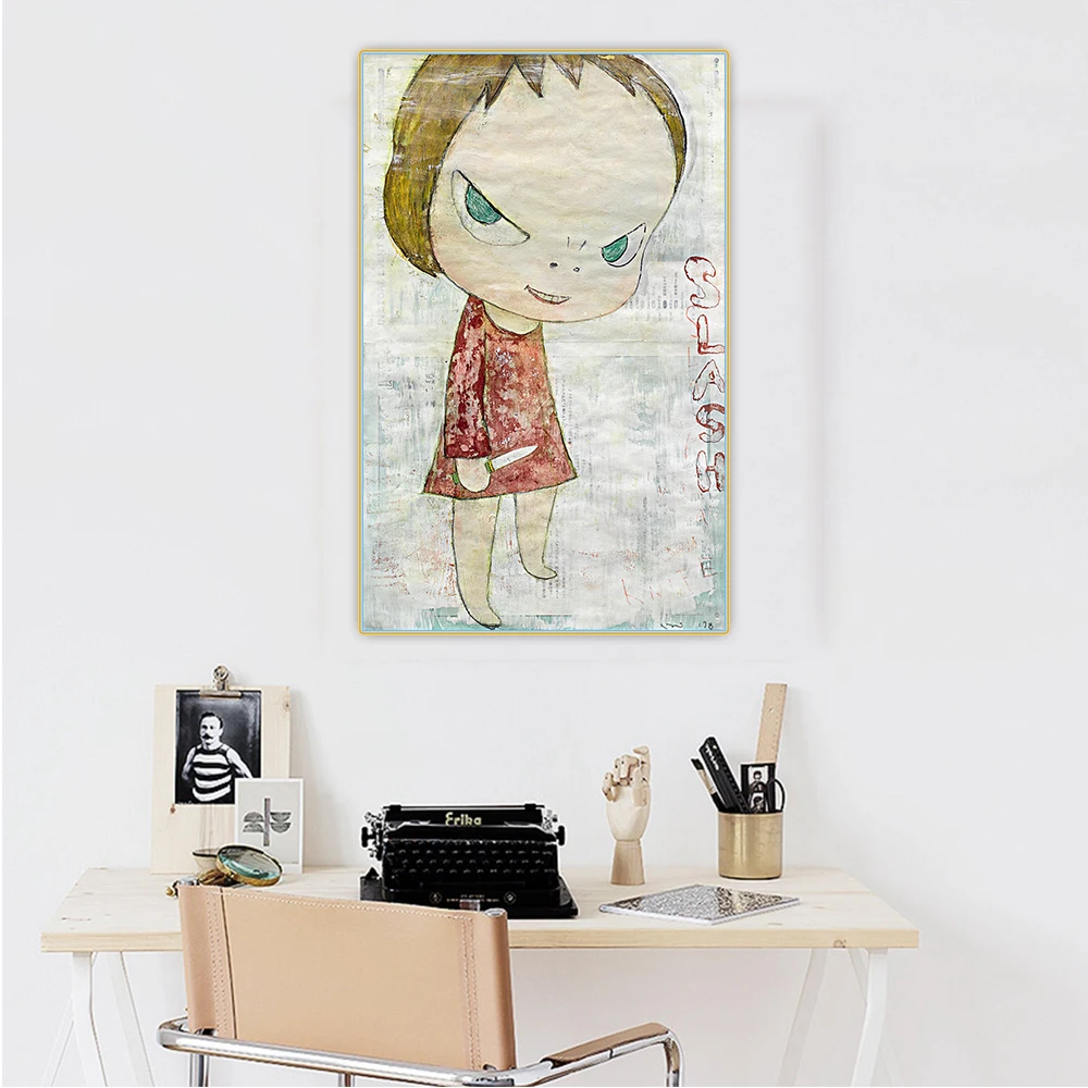 

Citon Yoshitomo Nara《Slash with a knife》Canvas Art Oil Painting Artwork Poster Picture Background Wall Decor Home Decoration