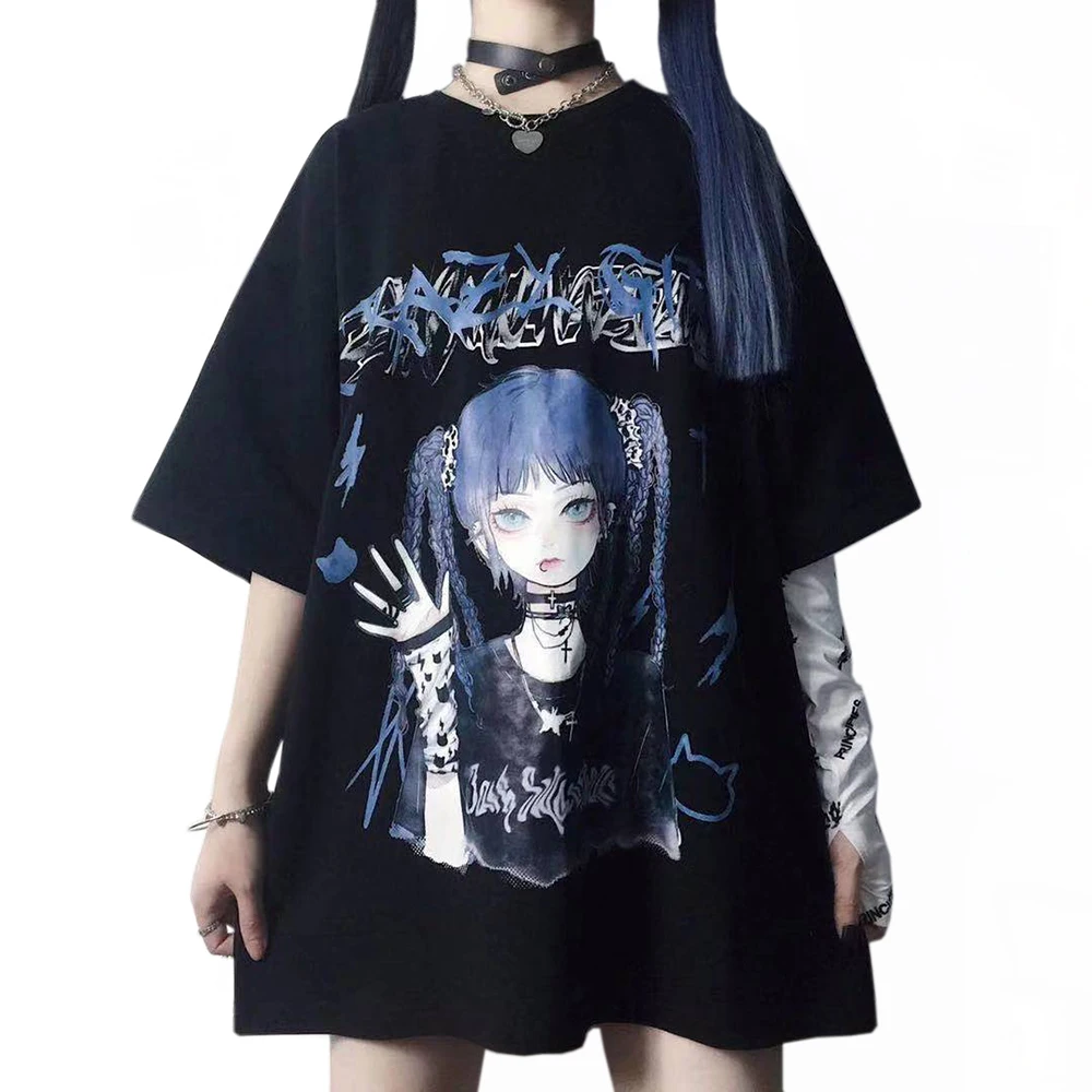 

Summer 2021Women's T-shirt Gothic Harajuku Anime Kawaii Graphic Printing Female t-shirt Tops JK Series Plus Size Clothing y2k