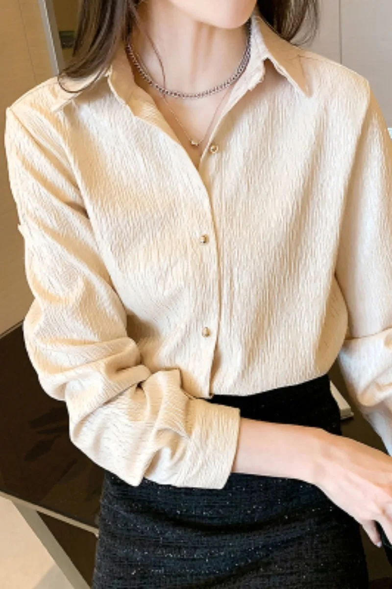 

Women Retro Pinstripe Blouses Shirts 2021 New Spring Plus Size 4XL Long Sleeve Single-Breasted Bottoming Tops Mujer Blusas Tops