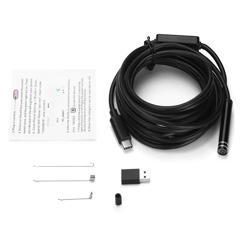 Камера-Эндоскоп на Android HD с объективом 8 мм Type C USB для осмотра жестких трубок ПК