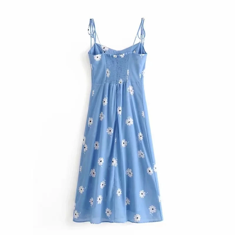 Sexy sleeveless vintage leopard print white midi dress women Summer cami backless Split party dress Korean clothes vestidos