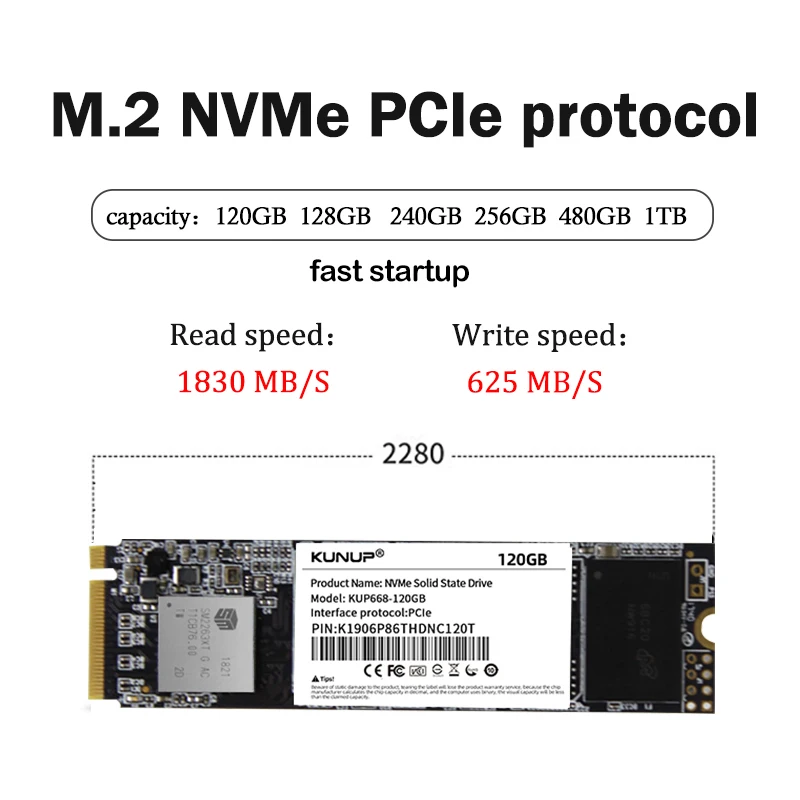 Твердотельный накопитель KUNUP M.2 ssd M2 128 Гб PCIe NVME 2280 внутренний жесткий диск hdd для