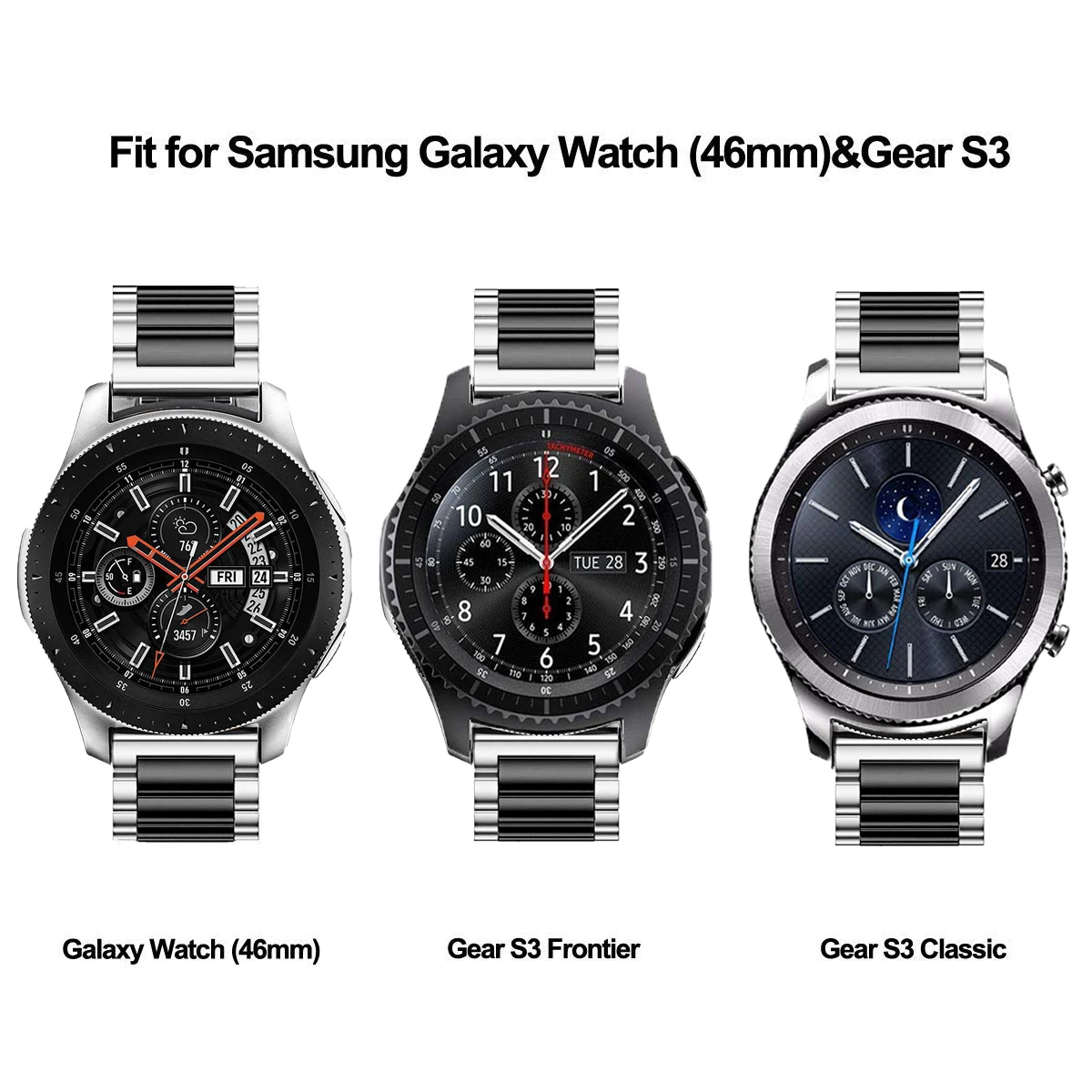 22 мм ширина универсальный ремешок из нержавеющей стали для samsung Galaxy Watch 46 мм/gear S3 Classic/S3 Frontier ремешок для часов металлический браслет