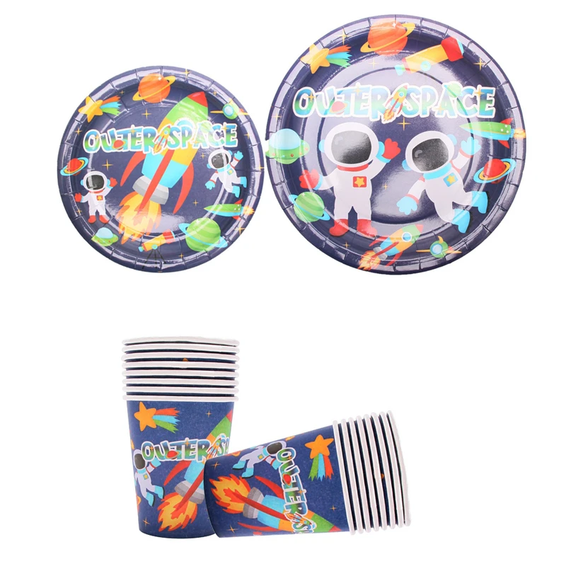 New Cartoon Space Planet Birthday Party Decoration Supplies Children's Favorite Disposable Tableware Paper Cup | Дом и сад