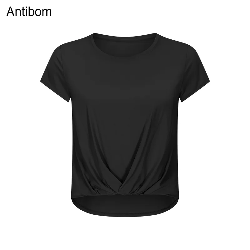 

Antibom Loose Short Sleeve Sports Top Running Fitness Gym Exercise Women's T-shirt Athletic Energy Quick Dry Soft Yoga Shirt New