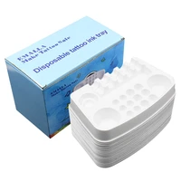 tattoo ink tray 30pcsbox disposable white plastic pigment tray color palette holder adhesive ink tray holders tattoo ink palet