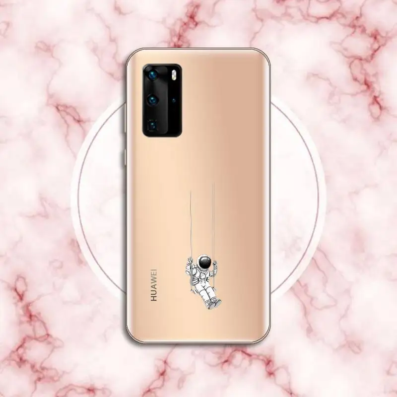 

Cute Cartoon Astronaut Star Space Phone Case Transparent for Huawei P honor 8 10i 20 30 40 smart 2019