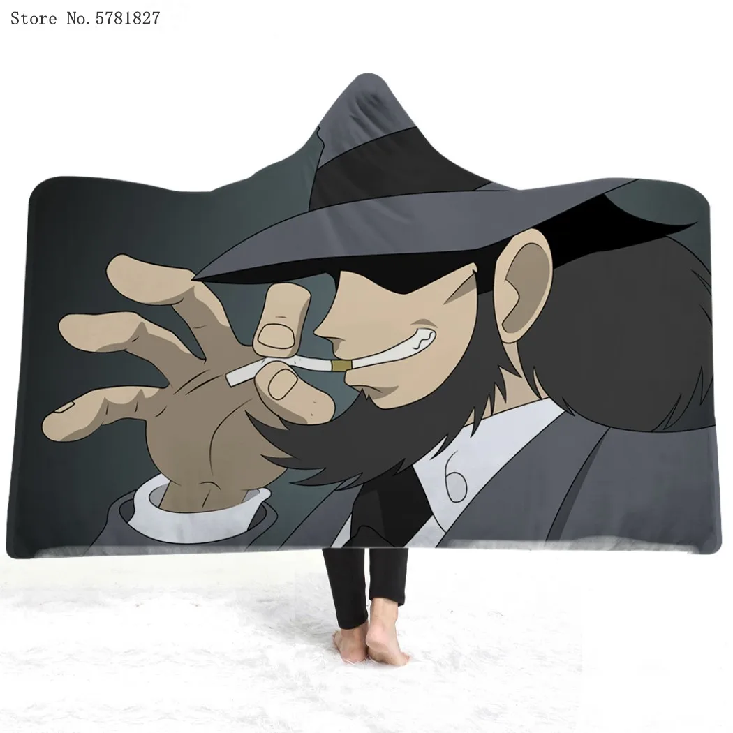 ?? ルピンiiiフード付きブランケットラピンサイーズフリースブランケット3Dプリント日本のアニメスローブランケットホーム漫画
