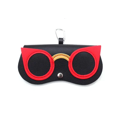 black red cat eyes Футляр для очков из искусственной кожи с рисунком дьявола Ins, популярные милые женские солнцезащитные очки с мультяшным принтом, защита для хранения, уникальные чехлы для очков - Цвет: black red cat eyes