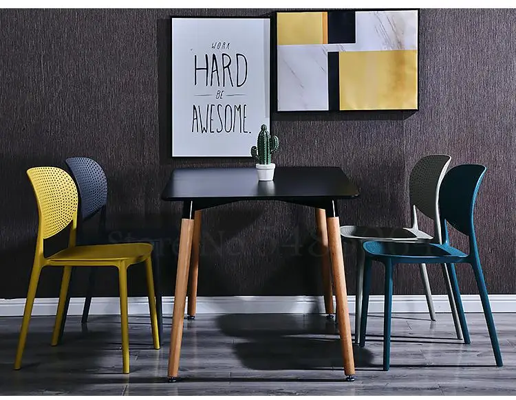 Пластиковый стул для дома толстая спинка обеденный скандинавский макияжа