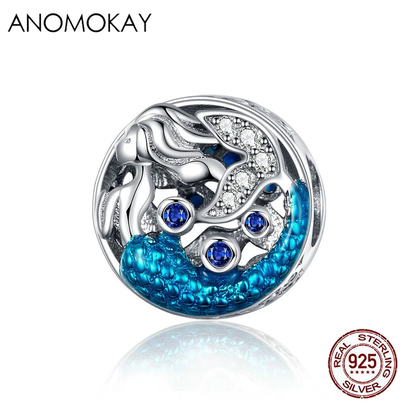 Женское Ожерелье-Русалка Anomokay Blue Sea Beauty браслет из стерлингового серебра 925 пробы