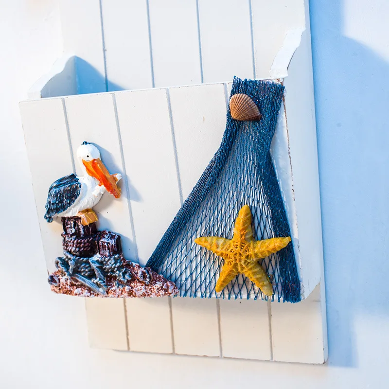 Средиземноморский настенный ящик для ключей деревянный домик в форме Морской