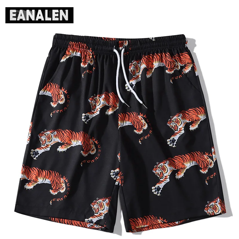 

Harajuku Retro Tiger Graphic Casual Shorts Men's Fashion Oversized Running Basketball Shorts Anime Surfing Hawaiian Beach Shorts