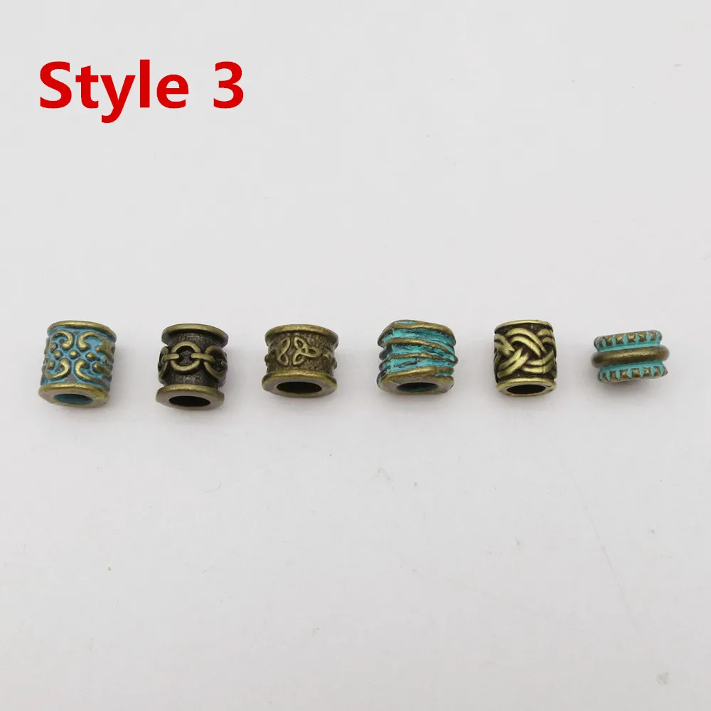 6pcs Style 3 6 шт./упак. микс бронза Руна викингов, подвязанные лентой, с объемной волной, бороды, дредлоки, для увеличения объема, бусины кольца трубки для Аксессуары для волос - Цвет: 6pcs Style 3