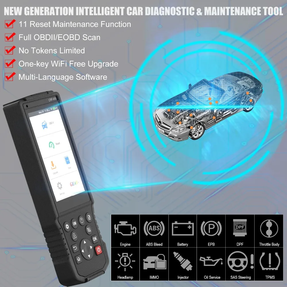 Launch X431 CRP469 Wifi OBD2 Автомобильный сканер EPB TPMS ABS ETS DPF IMMO сброс масла OBD 2 считыватель кода Запуск автомобиля диагностический инструмент