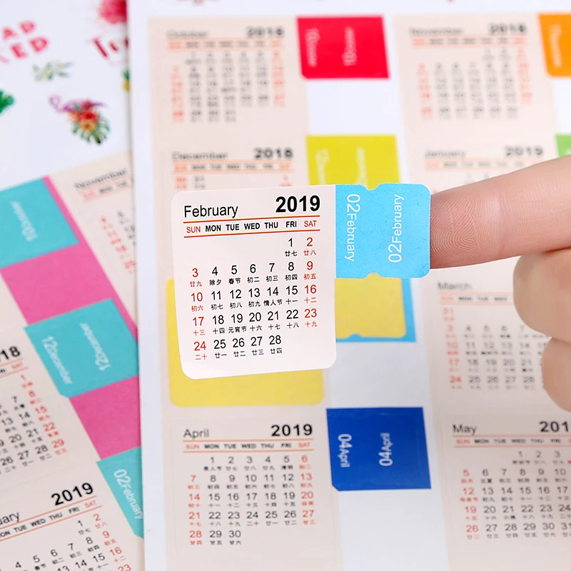 2 шт./упак. Новый календарные наклейки 2018-2019 Мини корейские канцелярские