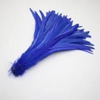 100pcs 30 35cm beautiful blue natural rooster feathers for crafts clothing wedding diy decoration accessories plume