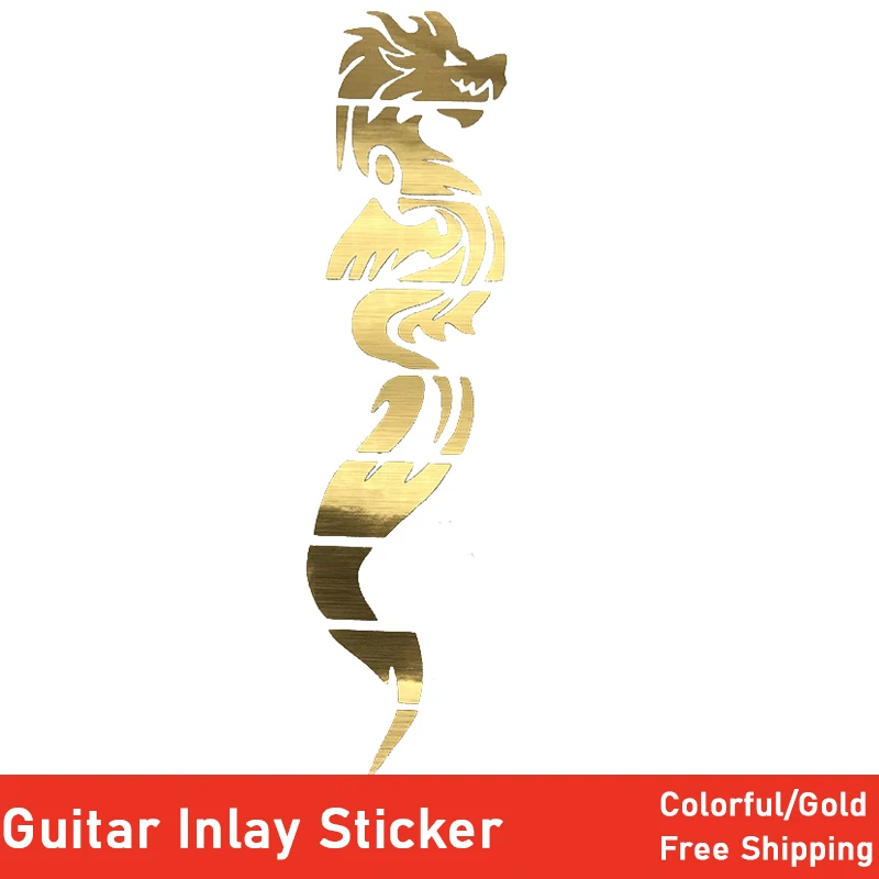 diy self adhesive elektrische akustische gitarre inlay aufkleber drachen baum des lebens guitarra griffbrett marker gitarre neck aufkleber gold free g