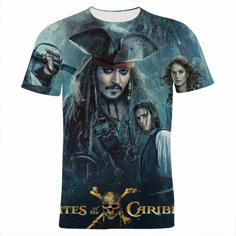 

Pirates Of The Caribbean Men T-shirt Disney Movie 3D Print Summer Children T Shirt Short Sleeve Oversized Women Tee Tops
