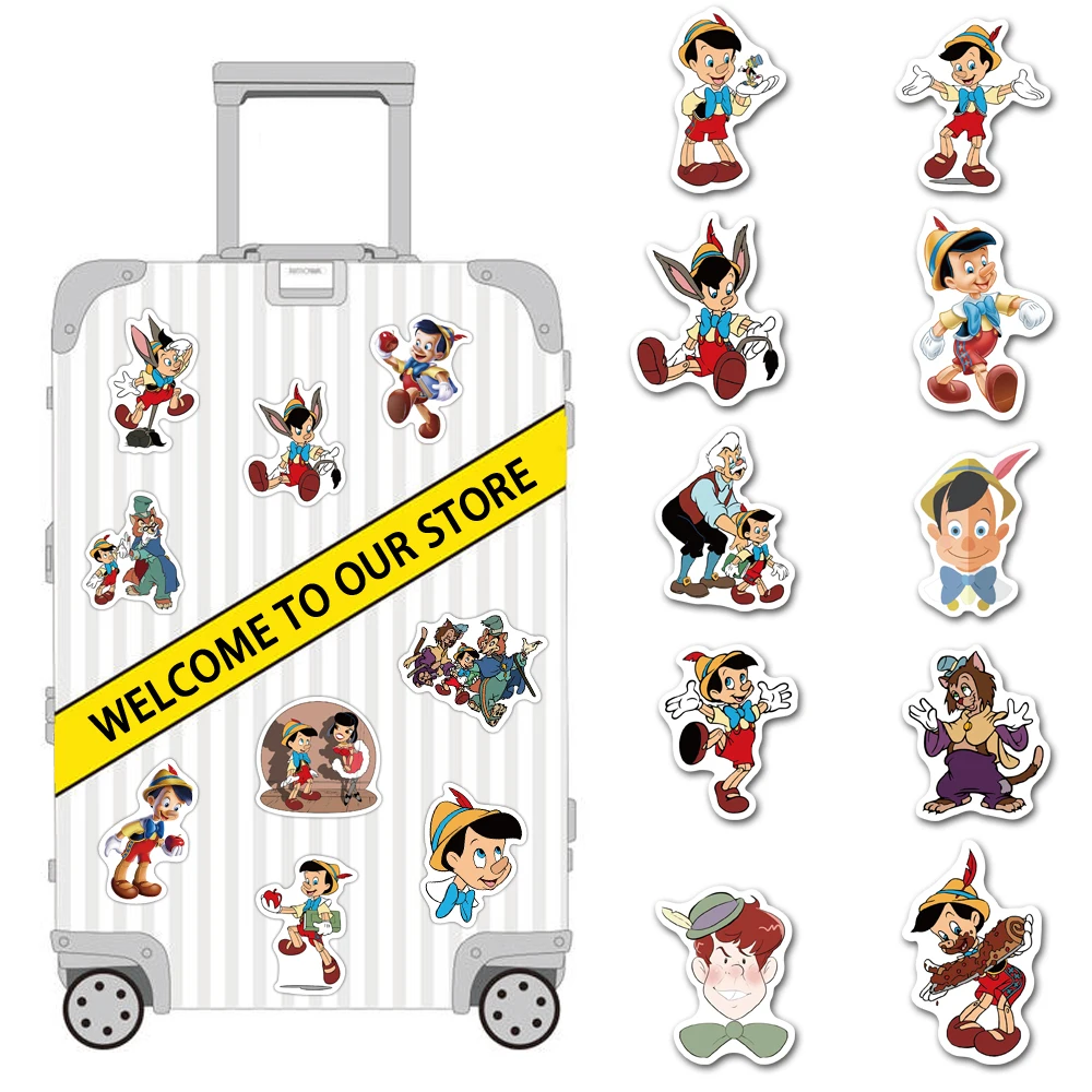 10/30/50pcs Disney Cartoon The Adventures of Pinocchio Stickers Aesthetic DIY Scrapbooking Fridge Luggage Laptop Sticker for Kid - купить по