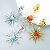 girly personality multicolor stone stars gold silver big metal drop pendant earrings elegant women jewelry accessories wholesale