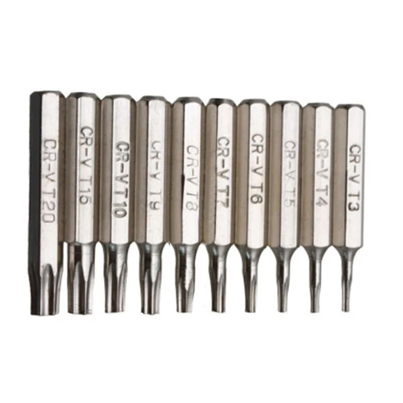 

10PCS Set T3-T20 Torx Head Screwdriver Bit 28mm Length Electronic Repair Tool