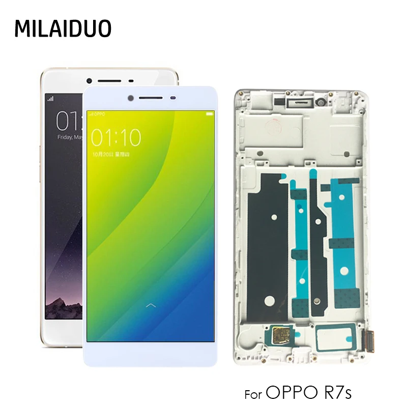 

ЖК-дисплей 5,5 дюйма для OPPO R7S, ЖК-дисплей, сенсорный экран, дигитайзер, полная сборка, Замена с рамкой, белый 1920*1080 HD