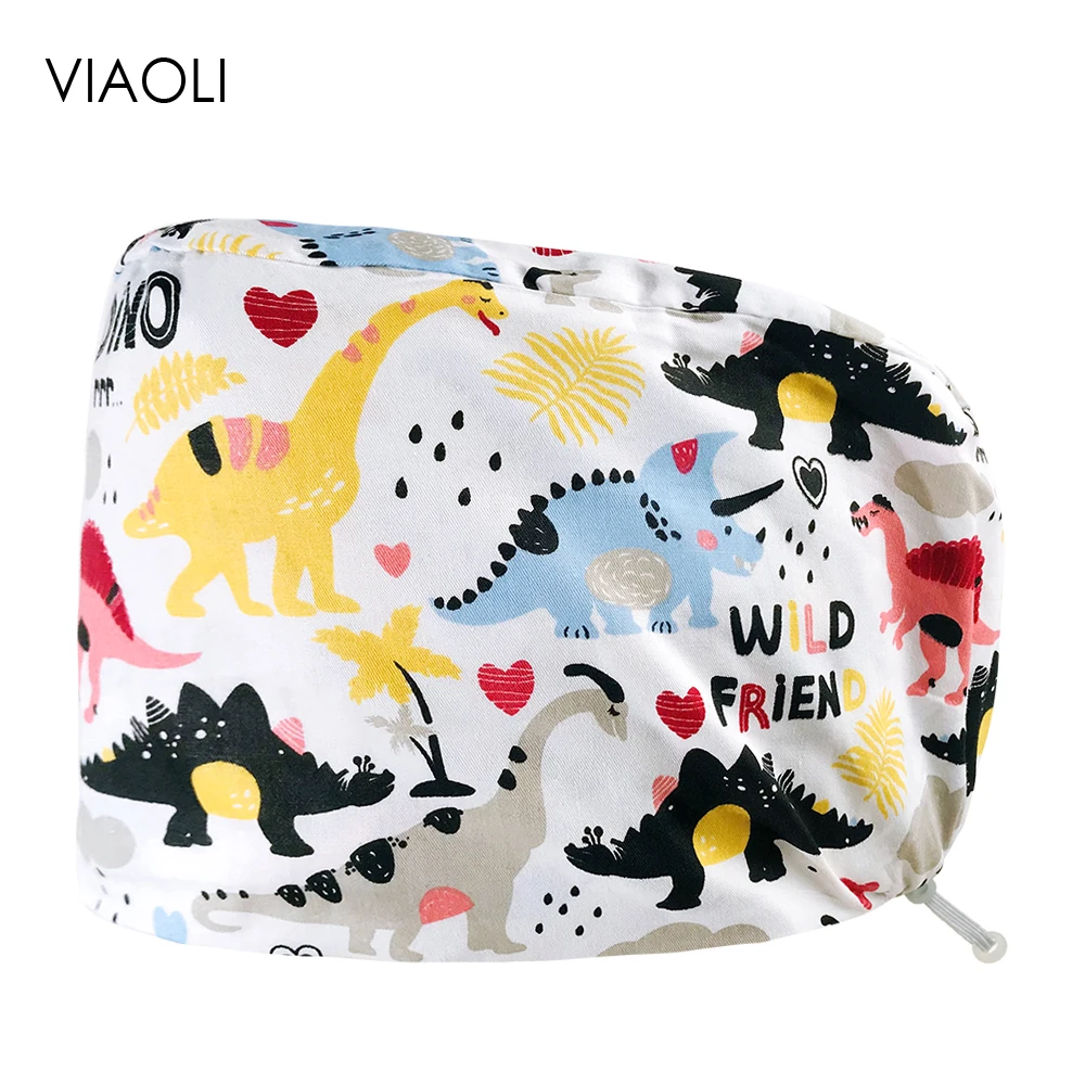 

Printing Housework Dust-proof Accessories Health Service Scrubs Women Caps cotton scrubs Hat with sweat-absorbent for long hair