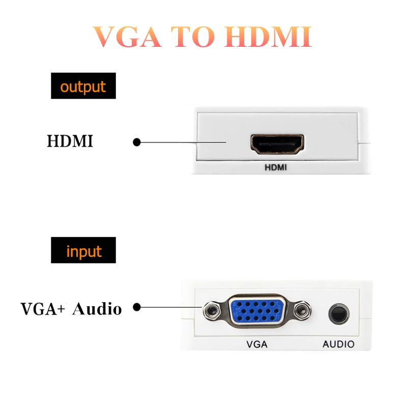 VGA папа к женскому HDMI совместимый конвертер с аудио адаптером кабели 1080P для HDTV