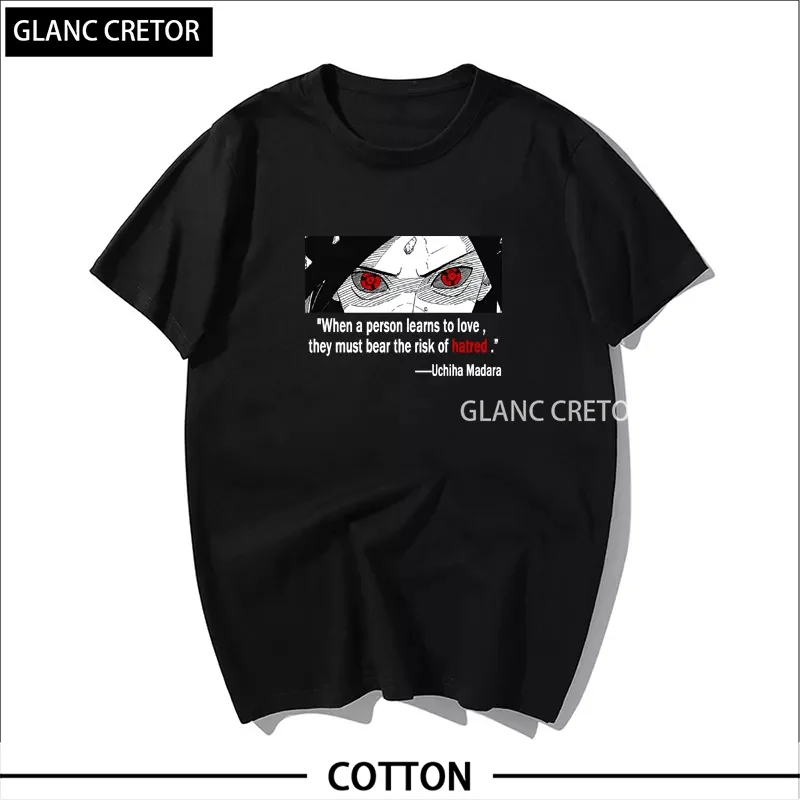 

Men's Uchiha Madara T-Shirt Harajuku Cartoon Funny Print Tops Unisex Swag Anime Japanese Retro Oversized Male Tee