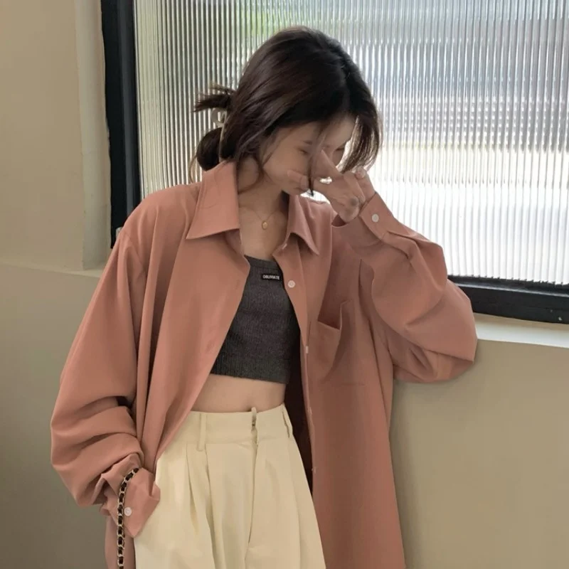 

Long Sleeve Shirt Coat Women's Spring and Summer Style Loose Large Size Sense of Design Drape
