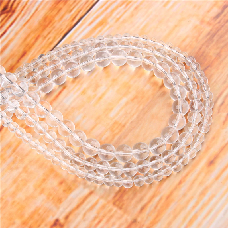 

4/6/8/10/12mm White Crystal Natural Stone Beads Loose Stone Round Beads For DIY Jewelry Bracelet Necklace Make