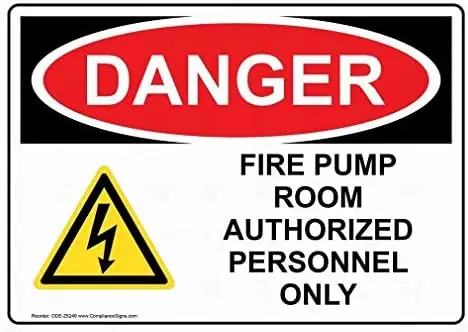 

Danger Fire Pump Room Authorized Personnel Only Sign Safety 8x12 Tin Metal Signs Road Street Sign Outdoor Decor Caution Signs