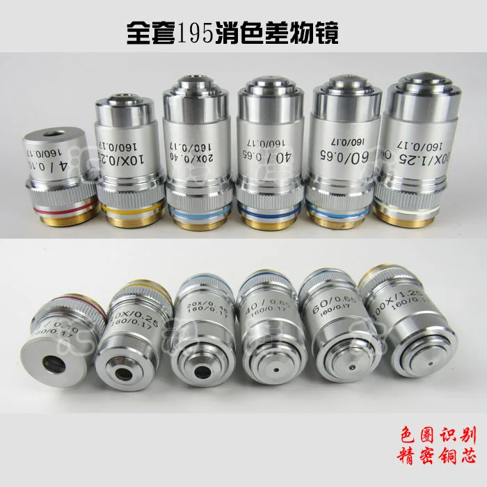 Биологический микроскоп объектив 195 ахроматический 4X 10X 20X 40X60X100X с высоким