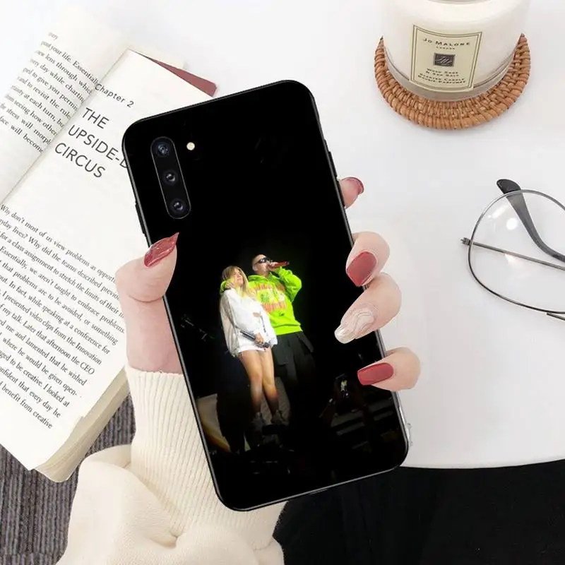 

HPCHCJHM Karol G Black TPU Soft Rubber Phone Cover For Samsung Galaxy J7 J8 J6 Plus 2018 Prime Note 7 8 9 10 pro