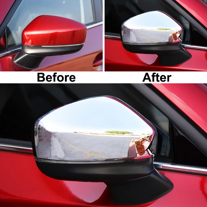 For Mazda Cx-5 Cx5 KF 2017-2019 2020 2021 Chrome Side Door Rear Mirror Rain Snow Guard Visor Shade Cover Trim Molding Garnish images - 6