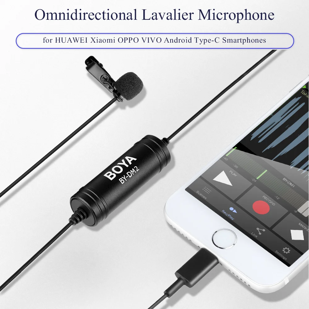 Клип на Lavalier микрофон USB Type C Интерфейс для Huawei Mate 30 P30 Xiaomi 10 9 8 OPPO VIVO Oneplus Android