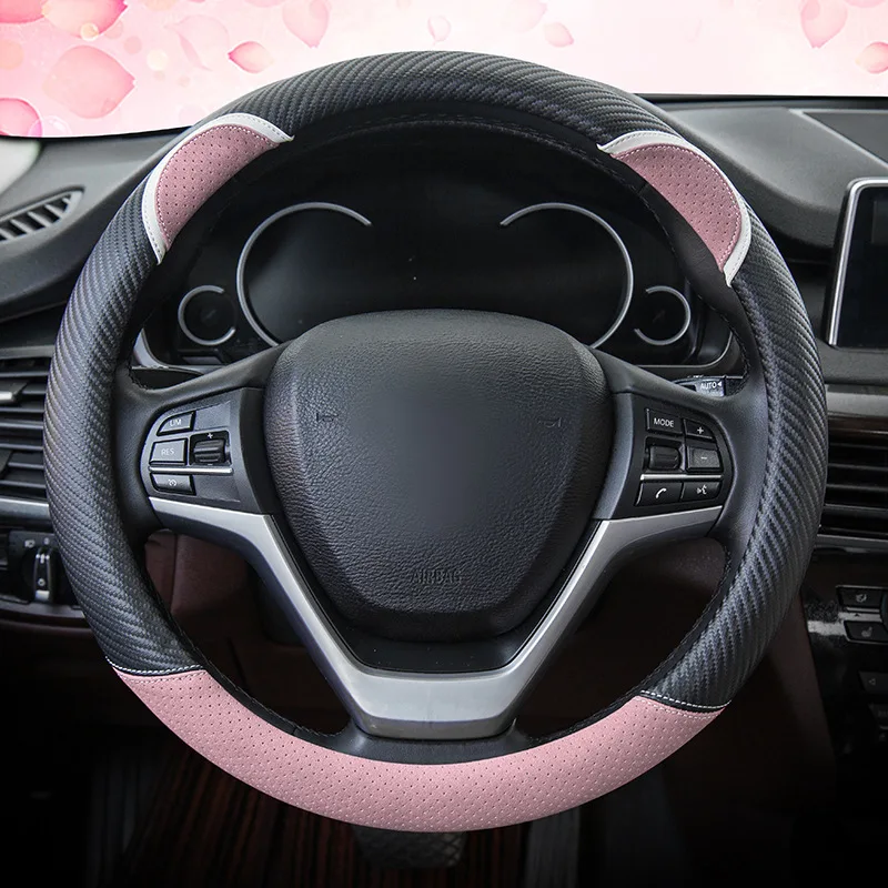 

Steering Wheel Cover for 38cm Universal Leather Steering Wheel Cover for Girls Cute Car Accessories D Shape